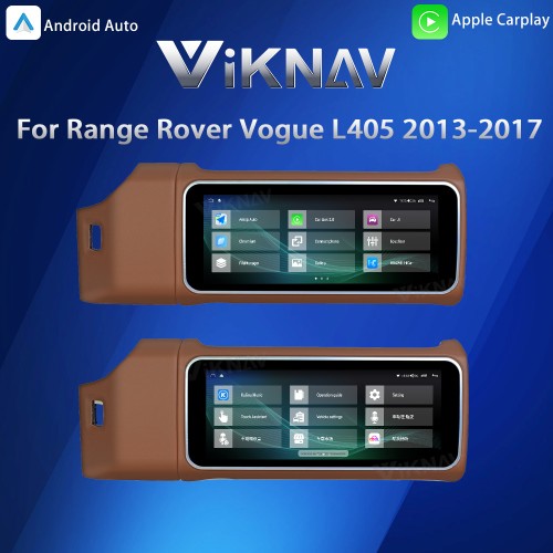 Viknav 12.3 inch Android Radio For Land Rover Range Rover Vogue L405 2013-2017 Wireless Carplay Android Auto Multimedia player GPS Navigation Auto Stereo Touch Screen(Brown)