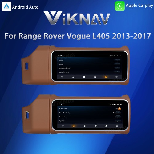 Viknav 12.3 inch Android Radio For Land Rover Range Rover Vogue L405 2013-2017 Wireless Carplay Android Auto Multimedia player GPS Navigation Auto Stereo Touch Screen(Brown)