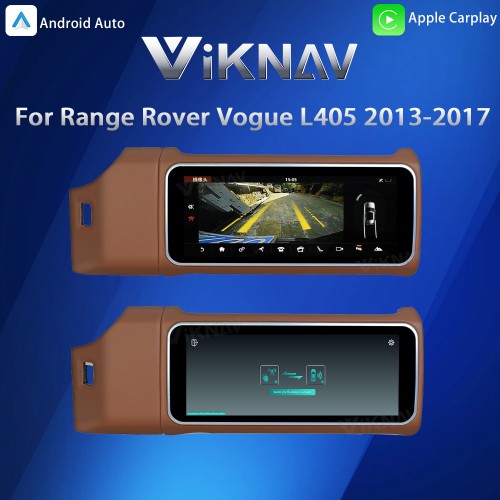 Viknav 12.3 inch Android Radio For Land Rover Range Rover Vogue L405 2013-2017 Wireless Carplay Android Auto Multimedia player GPS Navigation Auto Stereo Touch Screen(Brown)