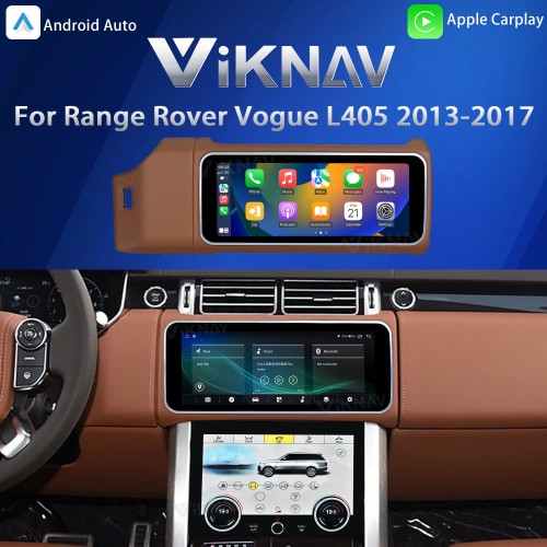 Viknav 12.3 inch Android Radio For Land Rover Range Rover Vogue L405 2013-2017 Wireless Carplay Android Auto Multimedia player GPS Navigation Auto Stereo Touch Screen(Brown)