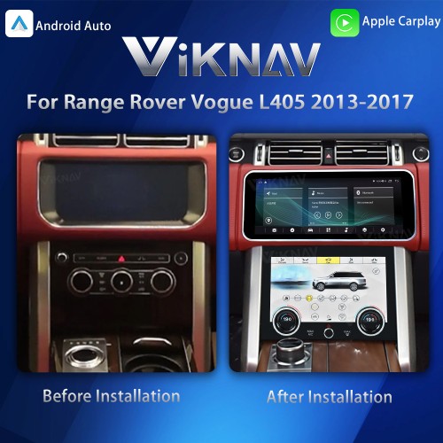 Viknav 12.3 inch Android Radio AC Panel For Land Rover Range Rover Vogue L405 2013-2017 Wireless Carplay Android Auto Multimedia player GPS Navigation Auto Stereo Air Conditioning Touch Screen(Red)