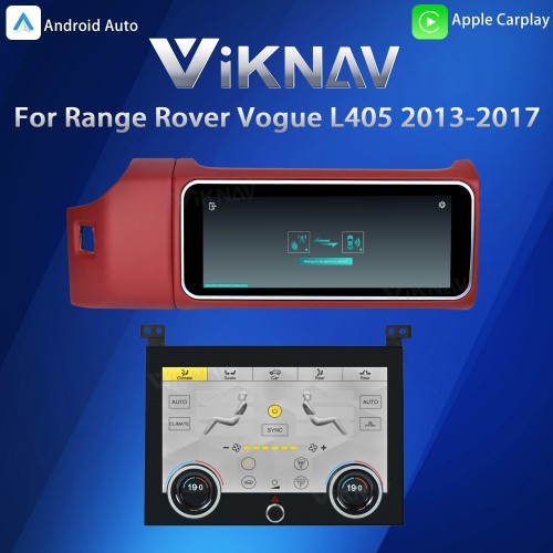 Viknav 12.3 inch Android Radio AC Panel For Land Rover Range Rover Vogue L405 2013-2017 Wireless Carplay Android Auto Multimedia player GPS Navigation Auto Stereo Air Conditioning Touch Screen(Red)