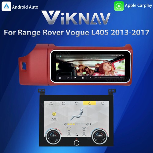Viknav 12.3 inch Android Radio AC Panel For Land Rover Range Rover Vogue L405 2013-2017 Wireless Carplay Android Auto Multimedia player GPS Navigation Auto Stereo Air Conditioning Touch Screen(Red)