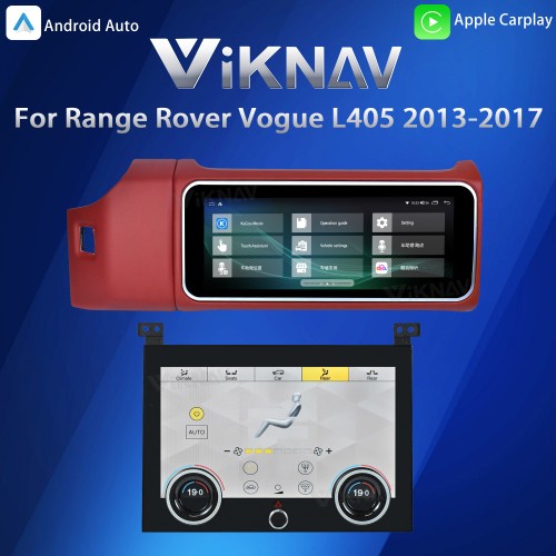 Viknav 12.3 inch Android Radio AC Panel For Land Rover Range Rover Vogue L405 2013-2017 Wireless Carplay Android Auto Multimedia player GPS Navigation Auto Stereo Air Conditioning Touch Screen(Red)