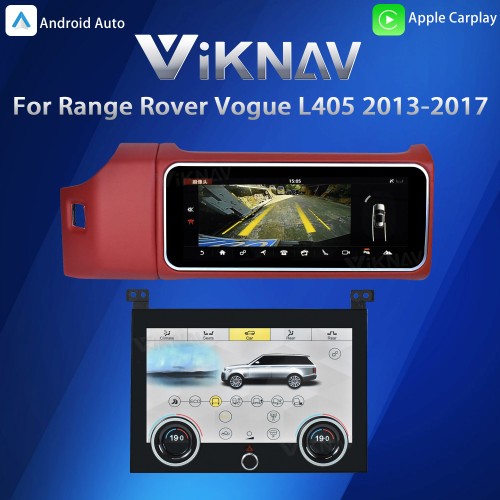 Viknav 12.3 inch Android Radio AC Panel For Land Rover Range Rover Vogue L405 2013-2017 Wireless Carplay Android Auto Multimedia player GPS Navigation Auto Stereo Air Conditioning Touch Screen(Red)