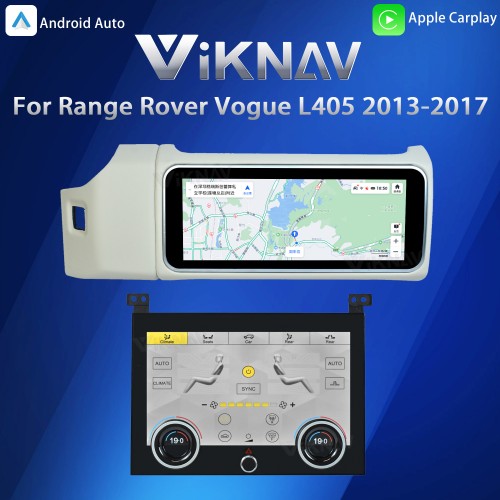 Viknav 12.3 inch Android Radio AC Panel For Land Rover Range Rover Vogue L405 2013-2017 Wireless Carplay Android Auto Multimedia player GPS Navigation Auto Stereo Air Conditioning Touch Screen(Beige)