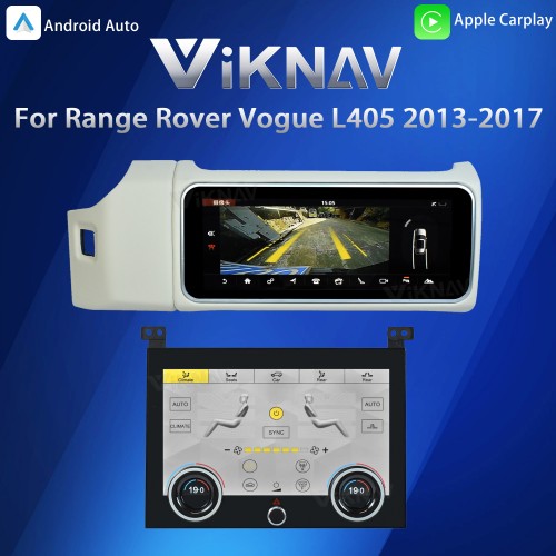 Viknav 12.3 inch Android Radio AC Panel For Land Rover Range Rover Vogue L405 2013-2017 Wireless Carplay Android Auto Multimedia player GPS Navigation Auto Stereo Air Conditioning Touch Screen(Beige)