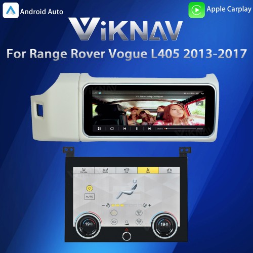 Viknav 12.3 inch Android Radio AC Panel For Land Rover Range Rover Vogue L405 2013-2017 Wireless Carplay Android Auto Multimedia player GPS Navigation Auto Stereo Air Conditioning Touch Screen(Beige)
