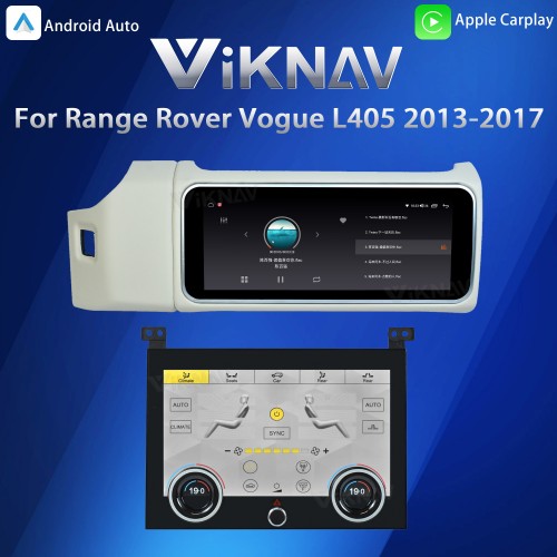 Viknav 12.3 inch Android Radio AC Panel For Land Rover Range Rover Vogue L405 2013-2017 Wireless Carplay Android Auto Multimedia player GPS Navigation Auto Stereo Air Conditioning Touch Screen(Beige)