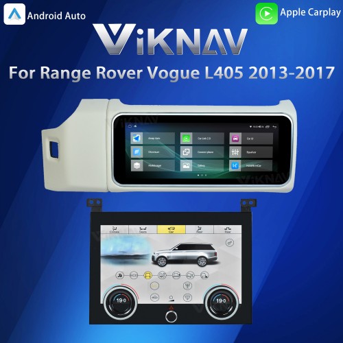 Viknav 12.3 inch Android Radio AC Panel For Land Rover Range Rover Vogue L405 2013-2017 Wireless Carplay Android Auto Multimedia player GPS Navigation Auto Stereo Air Conditioning Touch Screen(Beige)
