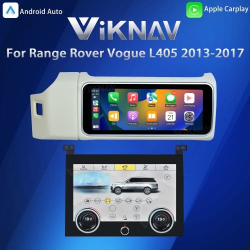 Viknav 12.3 inch Android Radio AC Panel For Land Rover Range Rover Vogue L405 2013-2017 Wireless Carplay Android Auto Multimedia player GPS Navigation Auto Stereo Air Conditioning Touch Screen(Beige)
