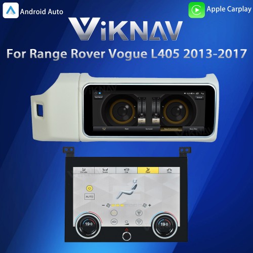 Viknav 12.3 inch Android Radio AC Panel For Land Rover Range Rover Vogue L405 2013-2017 Wireless Carplay Android Auto Multimedia player GPS Navigation Auto Stereo Air Conditioning Touch Screen(Beige)
