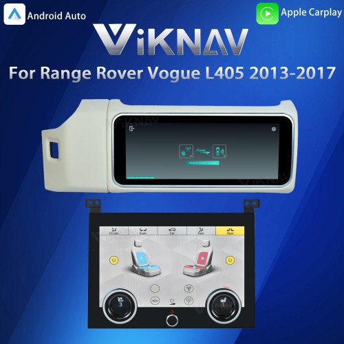 Viknav 12.3 inch Android Radio AC Panel For Land Rover Range Rover Vogue L405 2013-2017 Wireless Carplay Android Auto Multimedia player GPS Navigation Auto Stereo Air Conditioning Touch Screen(Beige)