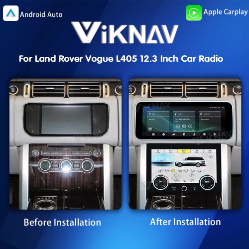 Viknav 12.3 inch Android Radio AC Panel For Land Rover Range Rover Vogue L405 2013-2017 Wireless Carplay Android Auto Multimedia player GPS Navigation Auto Stereo Air Conditioning Touch Screen(Beige)