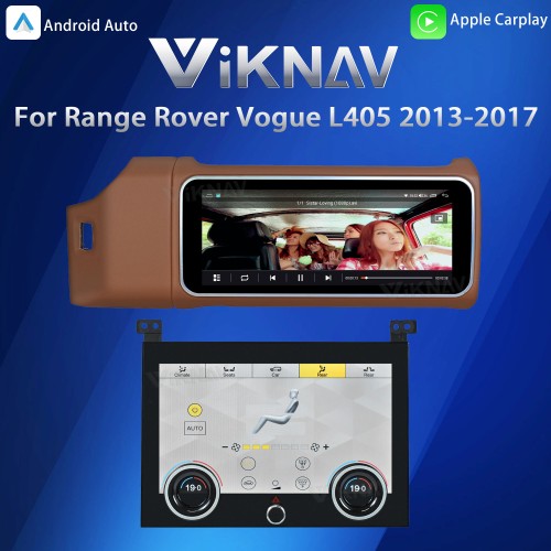 Viknav 12.3 inch Android Radio AC Panel For Land Rover Range Rover Vogue L405 2013-2017 Wireless Carplay Android Auto Multimedia player GPS Navigation Auto Stereo Air Conditioning Touch Screen(Brown)