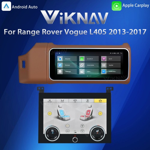 Viknav 12.3 inch Android Radio AC Panel For Land Rover Range Rover Vogue L405 2013-2017 Wireless Carplay Android Auto Multimedia player GPS Navigation Auto Stereo Air Conditioning Touch Screen(Brown)