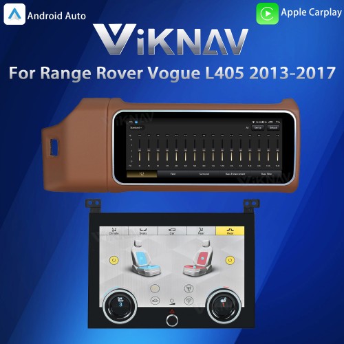 Viknav 12.3 inch Android Radio AC Panel For Land Rover Range Rover Vogue L405 2013-2017 Wireless Carplay Android Auto Multimedia player GPS Navigation Auto Stereo Air Conditioning Touch Screen(Brown)