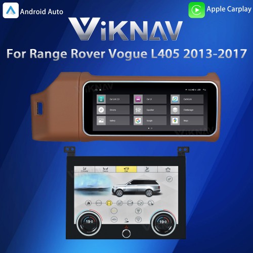 Viknav 12.3 inch Android Radio AC Panel For Land Rover Range Rover Vogue L405 2013-2017 Wireless Carplay Android Auto Multimedia player GPS Navigation Auto Stereo Air Conditioning Touch Screen(Brown)