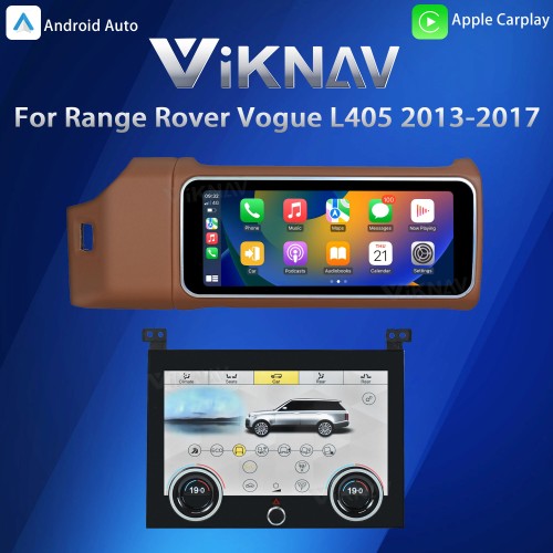 Viknav 12.3 inch Android Radio AC Panel For Land Rover Range Rover Vogue L405 2013-2017 Wireless Carplay Android Auto Multimedia player GPS Navigation Auto Stereo Air Conditioning Touch Screen(Brown)