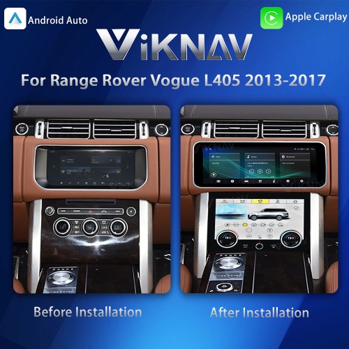 Viknav 12.3 inch Android Radio AC Panel For Land Rover Range Rover Vogue L405 2013-2017 Wireless Carplay Android Auto Multimedia player GPS Navigation Auto Stereo Air Conditioning Touch Screen(Brown)