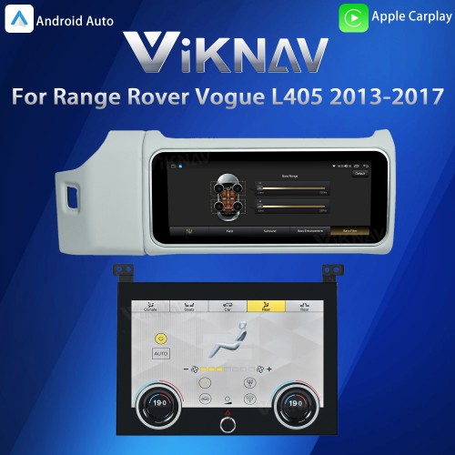 Viknav 12.3 inch Android Radio AC Panel For Land Rover Range Rover Vogue L405 2013-2017 Wireless Carplay Android Auto Multimedia player GPS Navigation Auto Stereo Air Conditioning Touch Screen(Ivory)