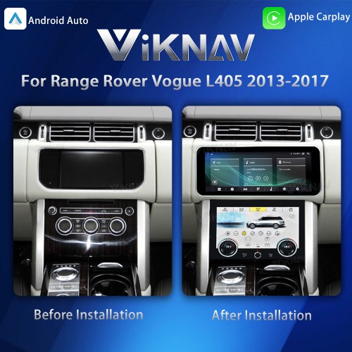 Viknav 12.3 inch Android Radio AC Panel For Land Rover Range Rover Vogue L405 2013-2017 Wireless Carplay Android Auto Multimedia player GPS Navigation Auto Stereo Air Conditioning Touch Screen(Ivory)