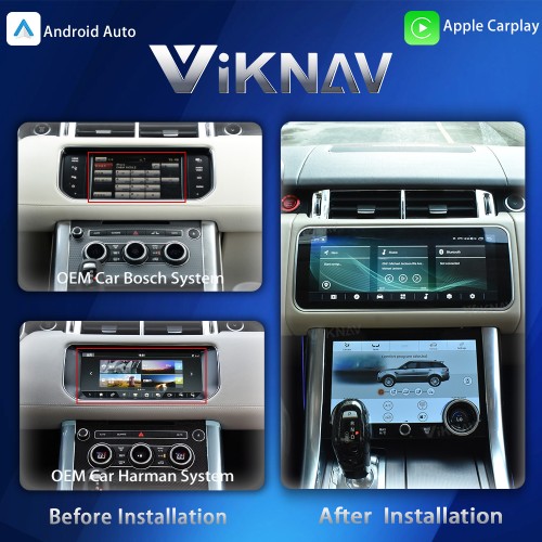 Viknav 12.3 inch Android Radio For Land Rover Range Rover Sport L494 2013-2017 Wireless Carplay Android Auto Multimedia player GPS Navigation Auto StereoTouch Screen(Brown)