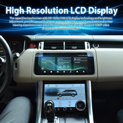 Viknav 12.3 inch Android Radio For Land Rover Range Rover Sport L494 2013-2017 Wireless Carplay Android Auto Multimedia player GPS Navigation Auto StereoTouch Screen(White)