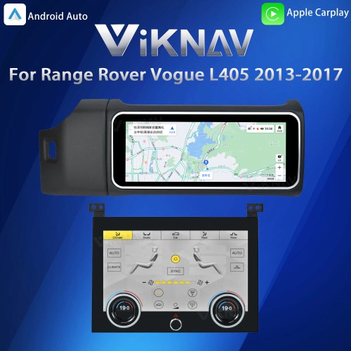 Viknav 12.3 inch Android Radio AC Panel For Land Rover Range Rover Vogue L405 2013-2017 Wireless Carplay Android Auto Multimedia player GPS Navigation Auto Stereo Air Conditioning Touch Screen(Black)