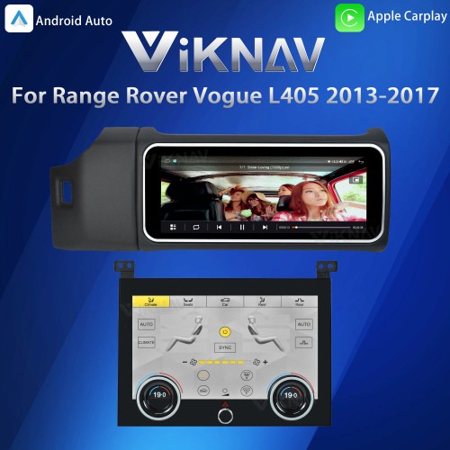 Viknav 12.3 inch Android Radio AC Panel For Land Rover Range Rover Vogue L405 2013-2017 Wireless Carplay Android Auto Multimedia player GPS Navigation Auto Stereo Air Conditioning Touch Screen(Black)