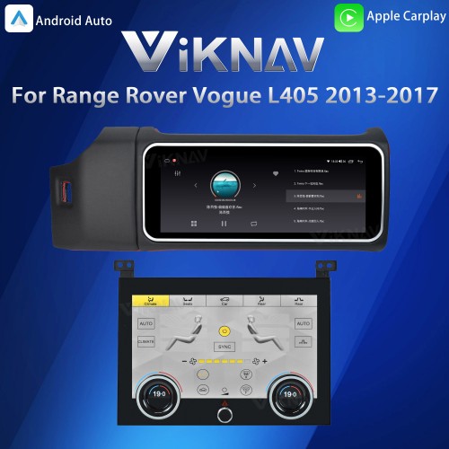Viknav 12.3 inch Android Radio AC Panel For Land Rover Range Rover Vogue L405 2013-2017 Wireless Carplay Android Auto Multimedia player GPS Navigation Auto Stereo Air Conditioning Touch Screen(Black)