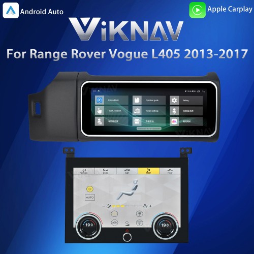 Viknav 12.3 inch Android Radio AC Panel For Land Rover Range Rover Vogue L405 2013-2017 Wireless Carplay Android Auto Multimedia player GPS Navigation Auto Stereo Air Conditioning Touch Screen(Black)