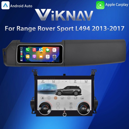 Viknav 12.3 inch Android Radio AC Panel For Land Rover Range Rover Sport L494 2013-2017 Wireless Carplay Android Auto Multimedia Player GPS Navigation Auto Stereo Air Conditioning Touch Screen(Black)