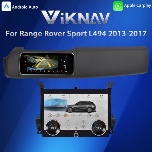 Viknav 12.3 inch Android Radio AC Panel For Land Rover Range Rover Sport L494 2013-2017 Wireless Carplay Android Auto Multimedia Player GPS Navigation Auto Stereo Air Conditioning Touch Screen(Black)