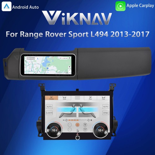 Viknav 12.3 inch Android Radio AC Panel For Land Rover Range Rover Sport L494 2013-2017 Wireless Carplay Android Auto Multimedia Player GPS Navigation Auto Stereo Air Conditioning Touch Screen(Black)