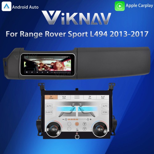 Viknav 12.3 inch Android Radio AC Panel For Land Rover Range Rover Sport L494 2013-2017 Wireless Carplay Android Auto Multimedia Player GPS Navigation Auto Stereo Air Conditioning Touch Screen(Black)