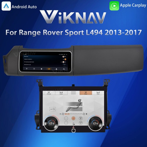 Viknav 12.3 inch Android Radio AC Panel For Land Rover Range Rover Sport L494 2013-2017 Wireless Carplay Android Auto Multimedia Player GPS Navigation Auto Stereo Air Conditioning Touch Screen(Black)