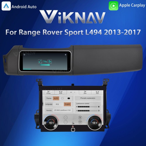 Viknav 12.3 inch Android Radio AC Panel For Land Rover Range Rover Sport L494 2013-2017 Wireless Carplay Android Auto Multimedia Player GPS Navigation Auto Stereo Air Conditioning Touch Screen(Black)