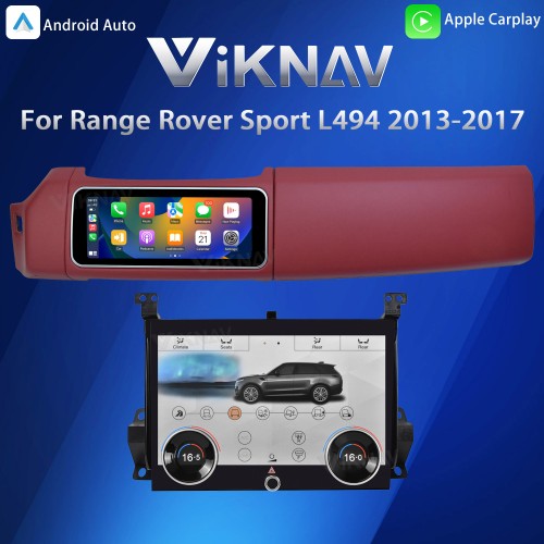 Viknav 12.3 inch Android Radio AC Panel For Land Rover Range Rover Sport L494 2013-2017 Wireless Carplay Android Auto Multimedia Player GPS Navigation Auto Stereo Air Conditioning Touch Screen(Red)