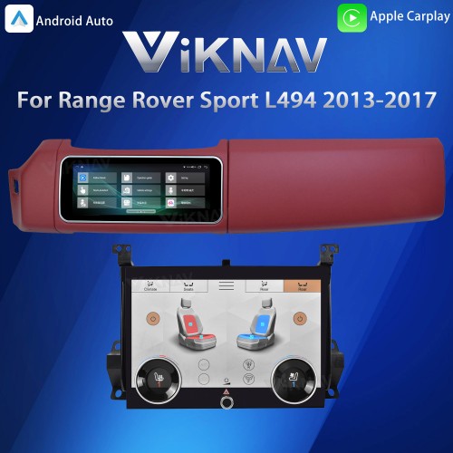 Viknav 12.3 inch Android Radio AC Panel For Land Rover Range Rover Sport L494 2013-2017 Wireless Carplay Android Auto Multimedia Player GPS Navigation Auto Stereo Air Conditioning Touch Screen(Red)