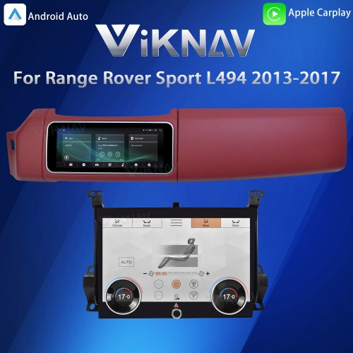Viknav 12.3 inch Android Radio AC Panel For Land Rover Range Rover Sport L494 2013-2017 Wireless Carplay Android Auto Multimedia Player GPS Navigation Auto Stereo Air Conditioning Touch Screen(Red)