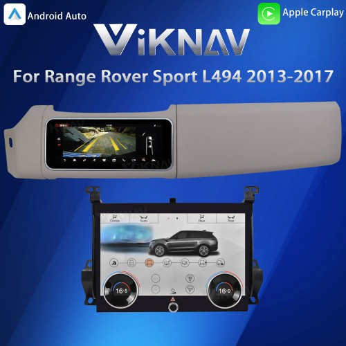 Viknav 12.3 inch Android Radio AC Panel For Land Rover Range Rover Sport L494 2013-2017 Wireless Carplay Android Auto Multimedia Player GPS Navigation Stereo Air Conditioning Touch Screen(Beige)
