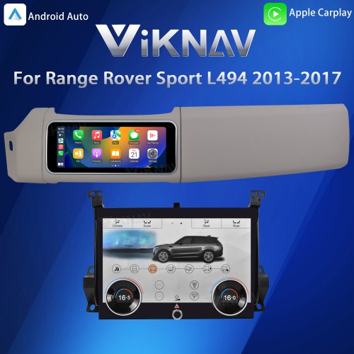 Viknav 12.3 inch Android Radio AC Panel For Land Rover Range Rover Sport L494 2013-2017 Wireless Carplay Android Auto Multimedia Player GPS Navigation Stereo Air Conditioning Touch Screen(Beige)