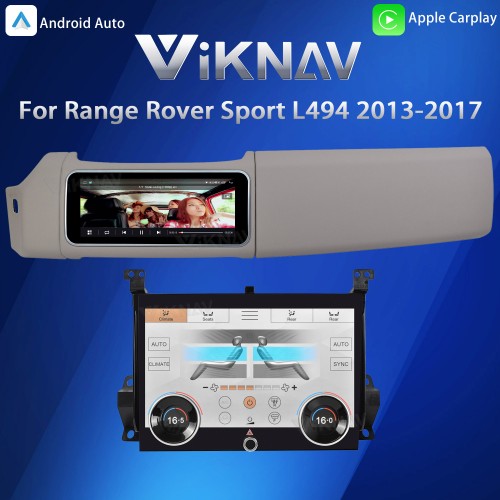Viknav 12.3 inch Android Radio AC Panel For Land Rover Range Rover Sport L494 2013-2017 Wireless Carplay Android Auto Multimedia Player GPS Navigation Stereo Air Conditioning Touch Screen(Beige)