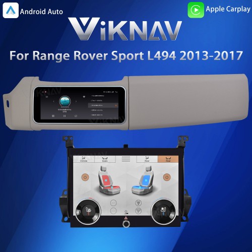 Viknav 12.3 inch Android Radio AC Panel For Land Rover Range Rover Sport L494 2013-2017 Wireless Carplay Android Auto Multimedia Player GPS Navigation Stereo Air Conditioning Touch Screen(Beige)