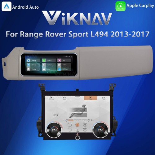 Viknav 12.3 inch Android Radio AC Panel For Land Rover Range Rover Sport L494 2013-2017 Wireless Carplay Android Auto Multimedia Player GPS Navigation Stereo Air Conditioning Touch Screen(Beige)