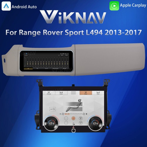 Viknav 12.3 inch Android Radio AC Panel For Land Rover Range Rover Sport L494 2013-2017 Wireless Carplay Android Auto Multimedia Player GPS Navigation Stereo Air Conditioning Touch Screen(Beige)