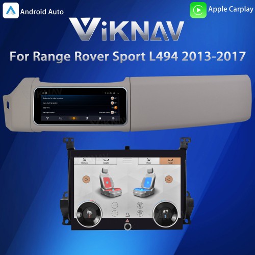 Viknav 12.3 inch Android Radio AC Panel For Land Rover Range Rover Sport L494 2013-2017 Wireless Carplay Android Auto Multimedia Player GPS Navigation Stereo Air Conditioning Touch Screen(Beige)