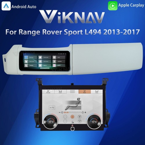 Viknav 12.3 inch Android Radio AC Panel For Land Rover Range Rover Sport L494 2013-2017 Wireless Carplay Android Auto Multimedia Player GPS Navigation Auto Stereo Air Conditioning Touch Screen(White)