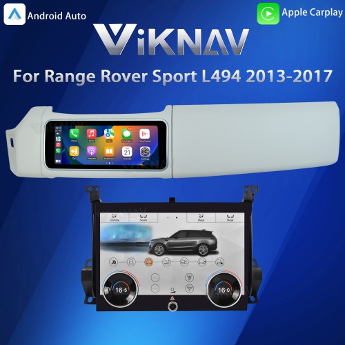 Viknav 12.3 inch Android Radio AC Panel For Land Rover Range Rover Sport L494 2013-2017 Wireless Carplay Android Auto Multimedia Player GPS Navigation Auto Stereo Air Conditioning Touch Screen(White)
